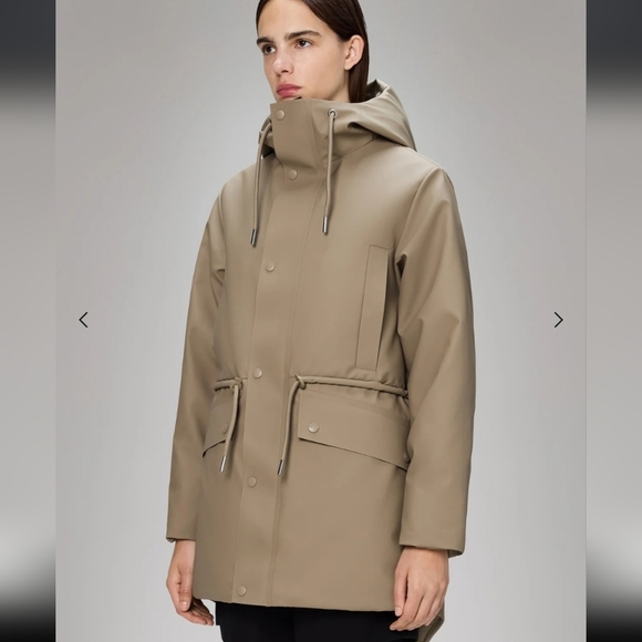 NWT! Rains, Nome String W Parka, Beige, Size Small, MSRP $525 - Picture 6 of 9